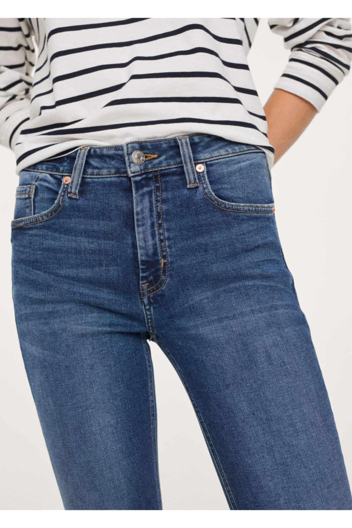 Kadın Koyu Mavi Kısa Paçalı Skinny Isa Jean Pantolon