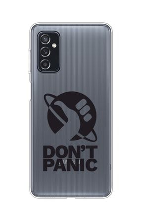 Samsung Galaxy M52 Uyumlu Kılıf Don't Panic Desenli Baskılı Şeffaf Kapak - Siyah SPR-SAM-M52-NFVNRC05001