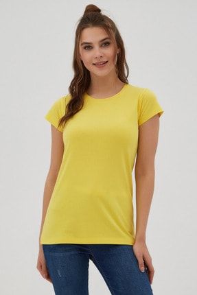 Kadın Sarı Basic Kısa Kollu Tişört P21s201-2196 P21S201-2196
