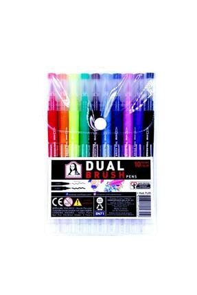 Mona Lısa Dual Brush Pens 0.4mm 10 Renk Keçeli Kalem KRT000050