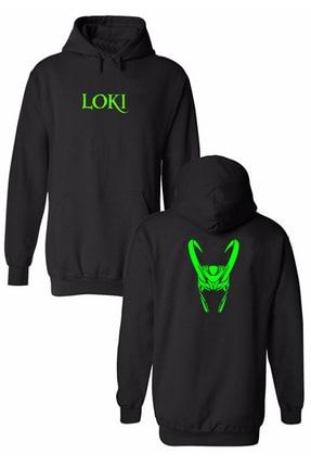 Loki Logolu Çift Yön Baskılı Kapüşonlu Sweatshirt Hoodie adv-us-loki-001
