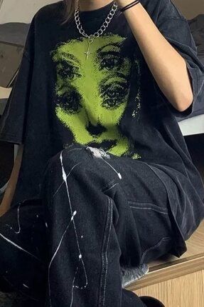 Harajuku Grunge Green Face Unisex T-shirt tsrt2353