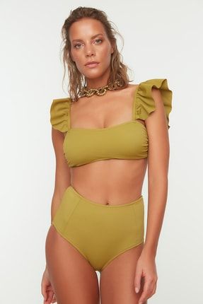 Yeşil Dokulu Kup Dikişli Bikini Altı TBESS22BA0039