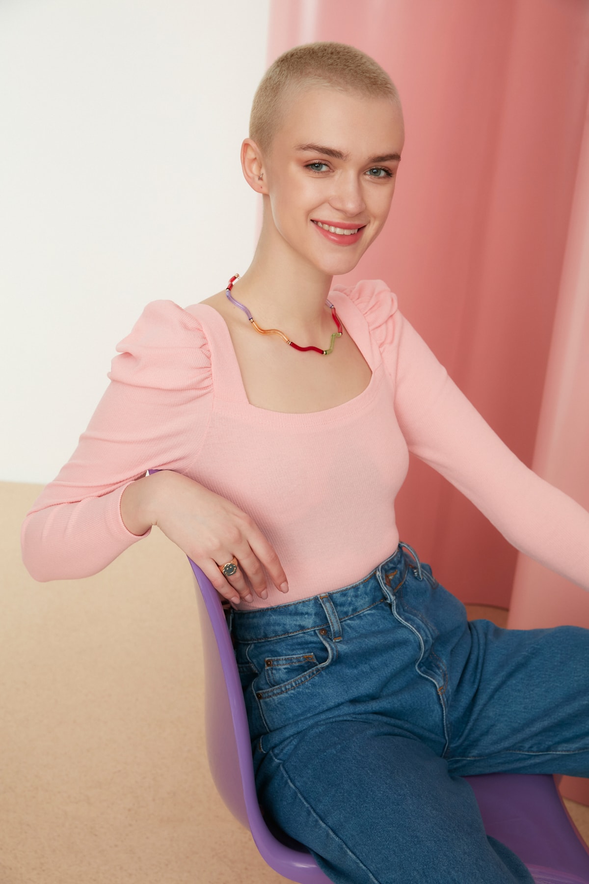 Trendyol Collection Bluse Rosa Regular Fit Fast ausverkauft