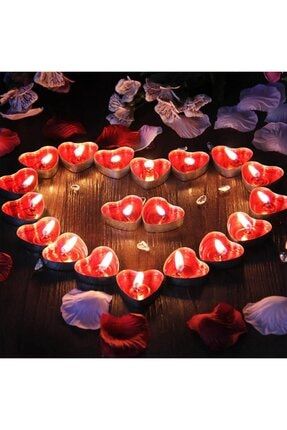 Kırmızı Kalpli Tealıght Mum 100'lü Paket-evlilik Teklifi Yıldönümü, Masa, Yer Süsleme Organizasyon TPKT000002483