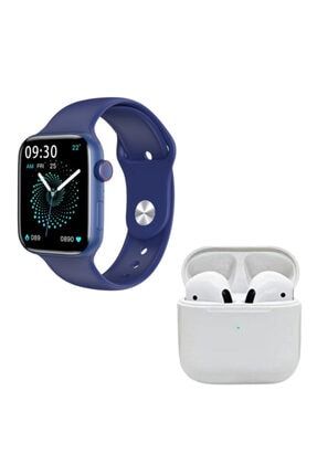 Hw22 Plus Mavi Akıllı Saat Pro 5 Beyaz Bluetooth Kulaklık 9110758