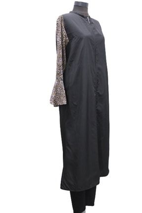 Kadın Giyim Siyah-leopar Tam Kapalı Tesettür Mayo Bone Dahil Büyük Beden Seçenekli B219