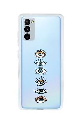 Uyumlu Samsung S20 Fe Renkli Gözler Desenli Premium Şeffaf Silikon Kılıf SAMS20FESRENKGOZLR