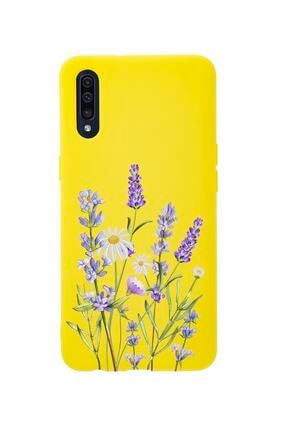 Samsung A50 Lavender Premium Silikonlu Sarı Telefon Kılıfı MCSAMA50LLVN