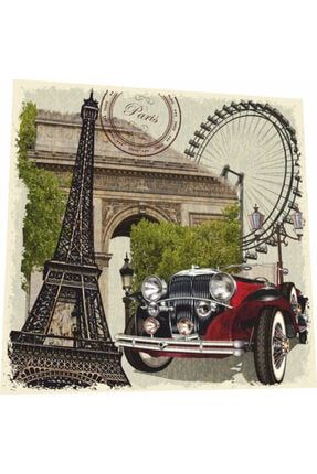 Fransa Paris Eyfel Kulesi Vintage Tarz 16 Cm X 16 Cm Retro Ahşap Poster 5222842800908