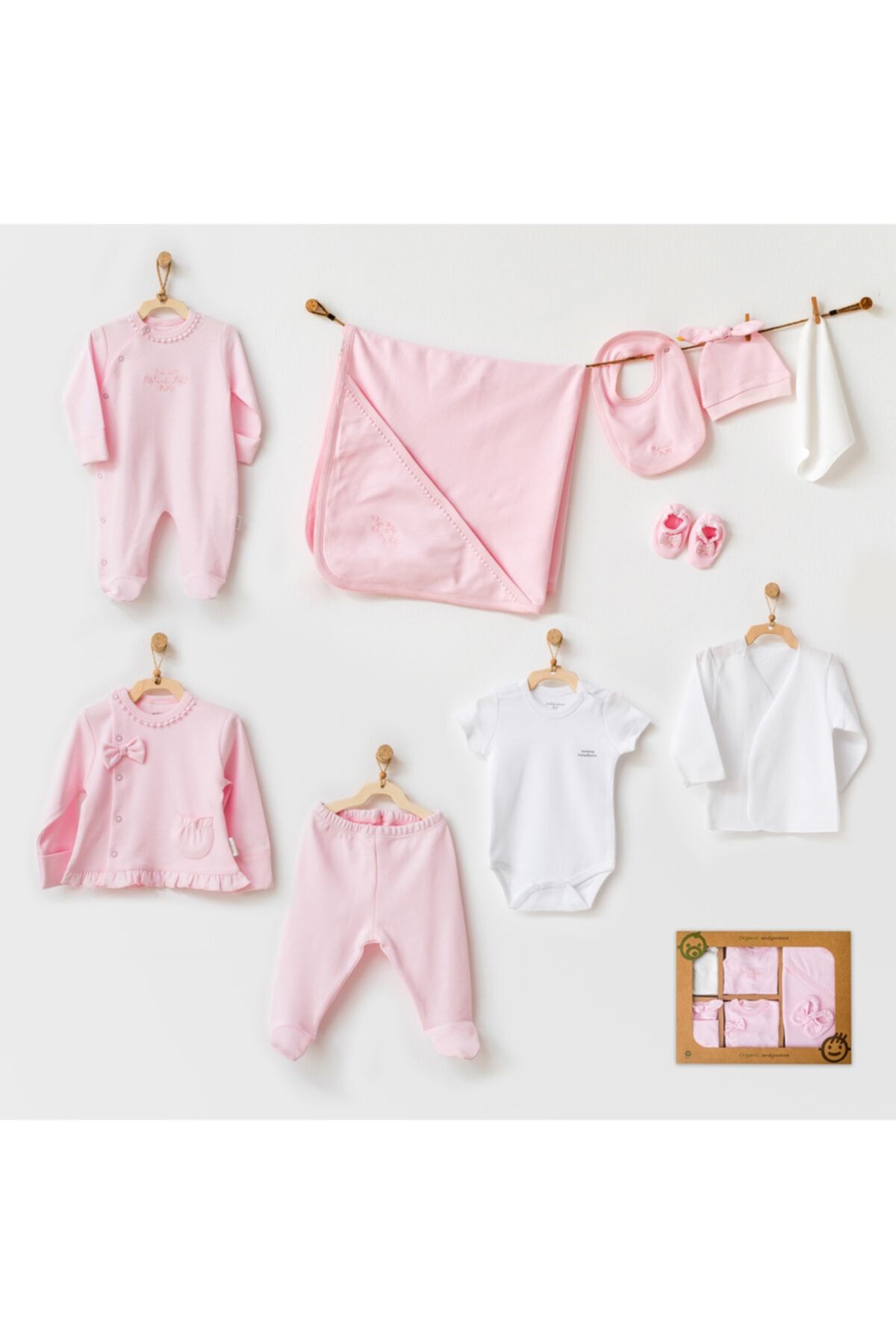 andywawa Bebek Hastane Çıkışı 10 Pcs Newborn Set Natura Wawa Organıc Gırl