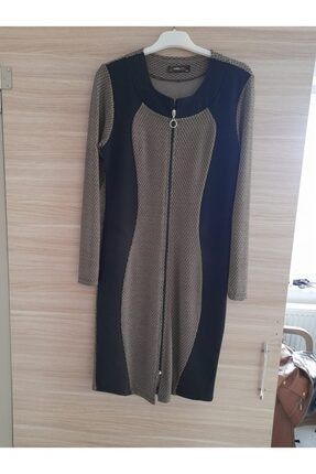 Yuvarlak Yaka Önü Fermurlı Tunik Elbise 000045376