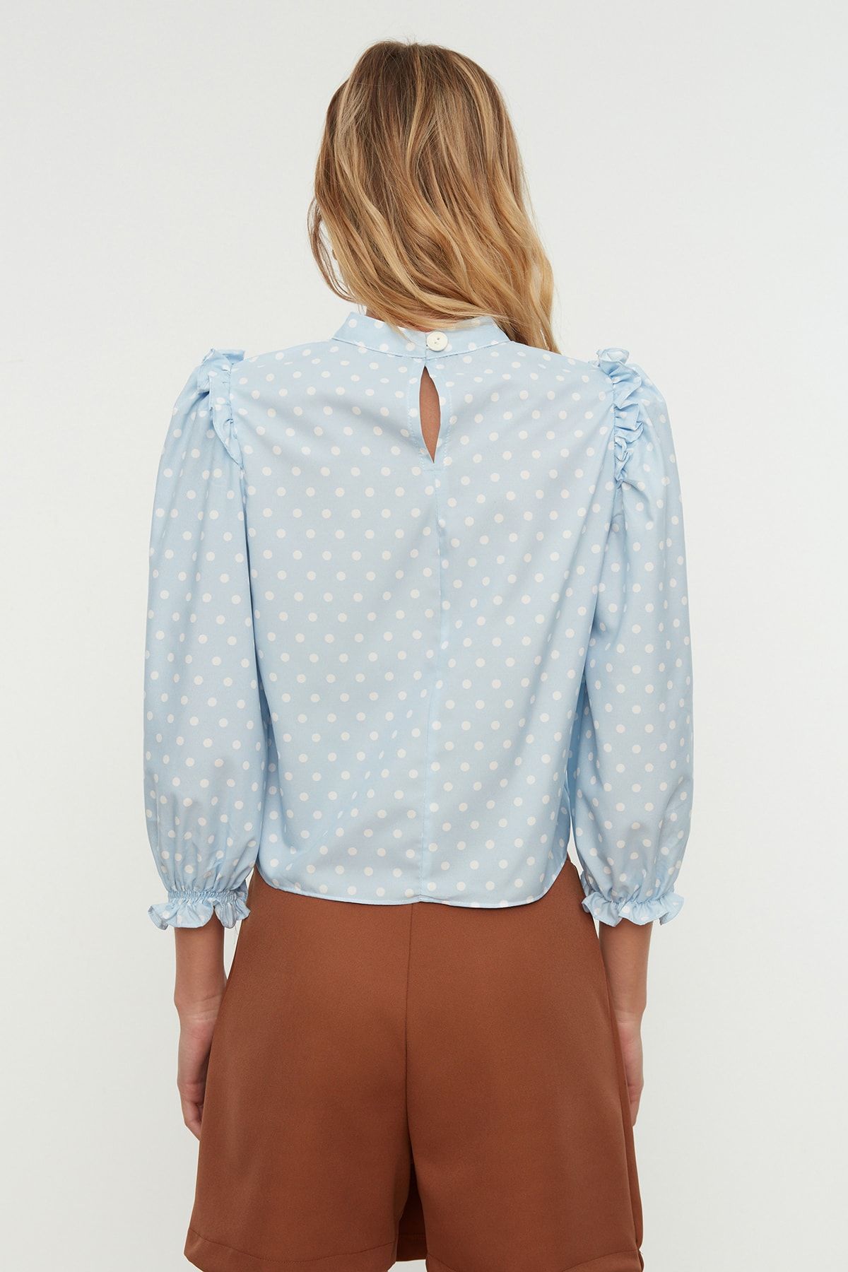 Trendyol Collection-Bluză țesută cu buline albastre TWOSS22BZ0089 5