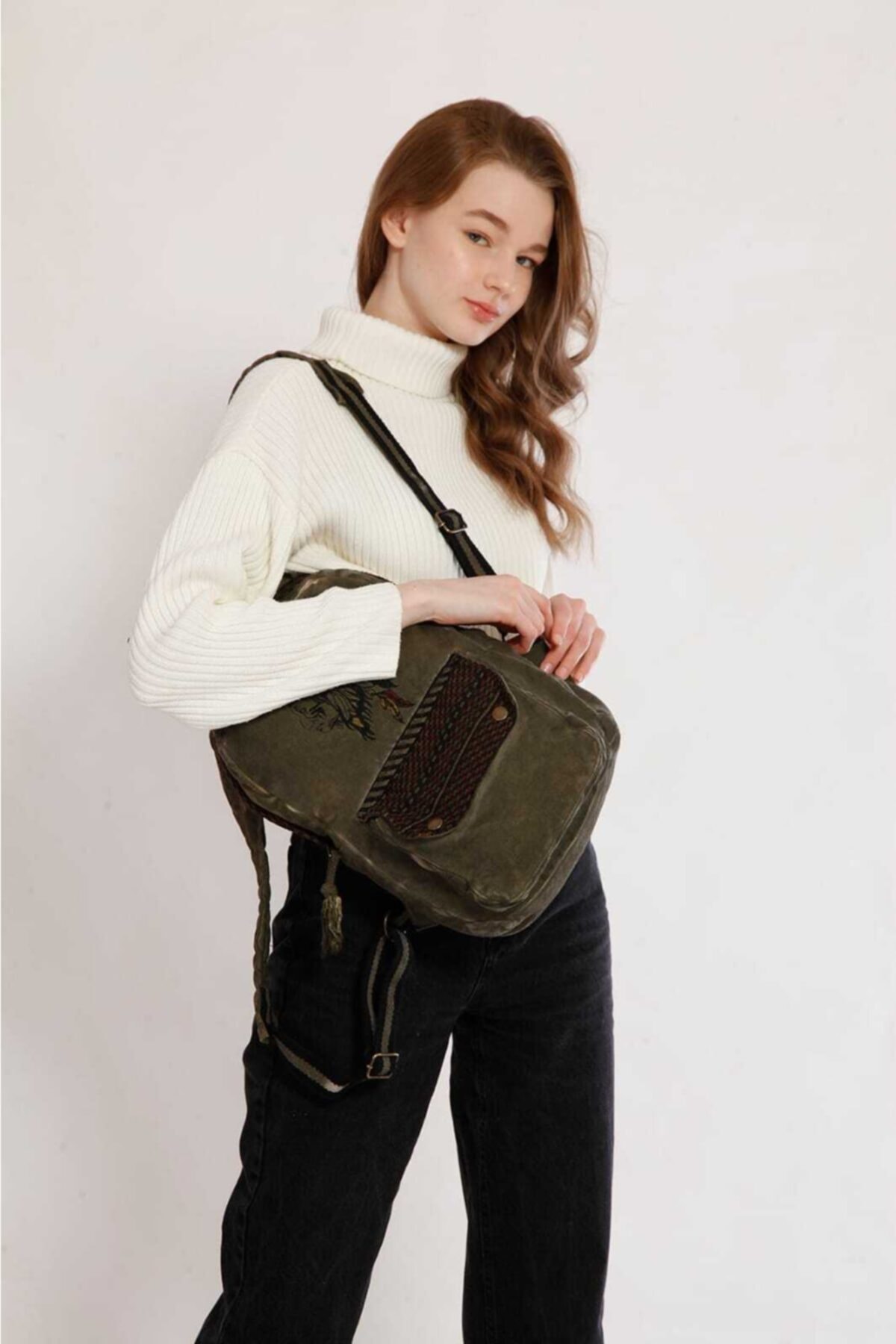 کوله پشتی زنانه سبز Street Bag | kızıl dereli اورجینال - تصویر 2