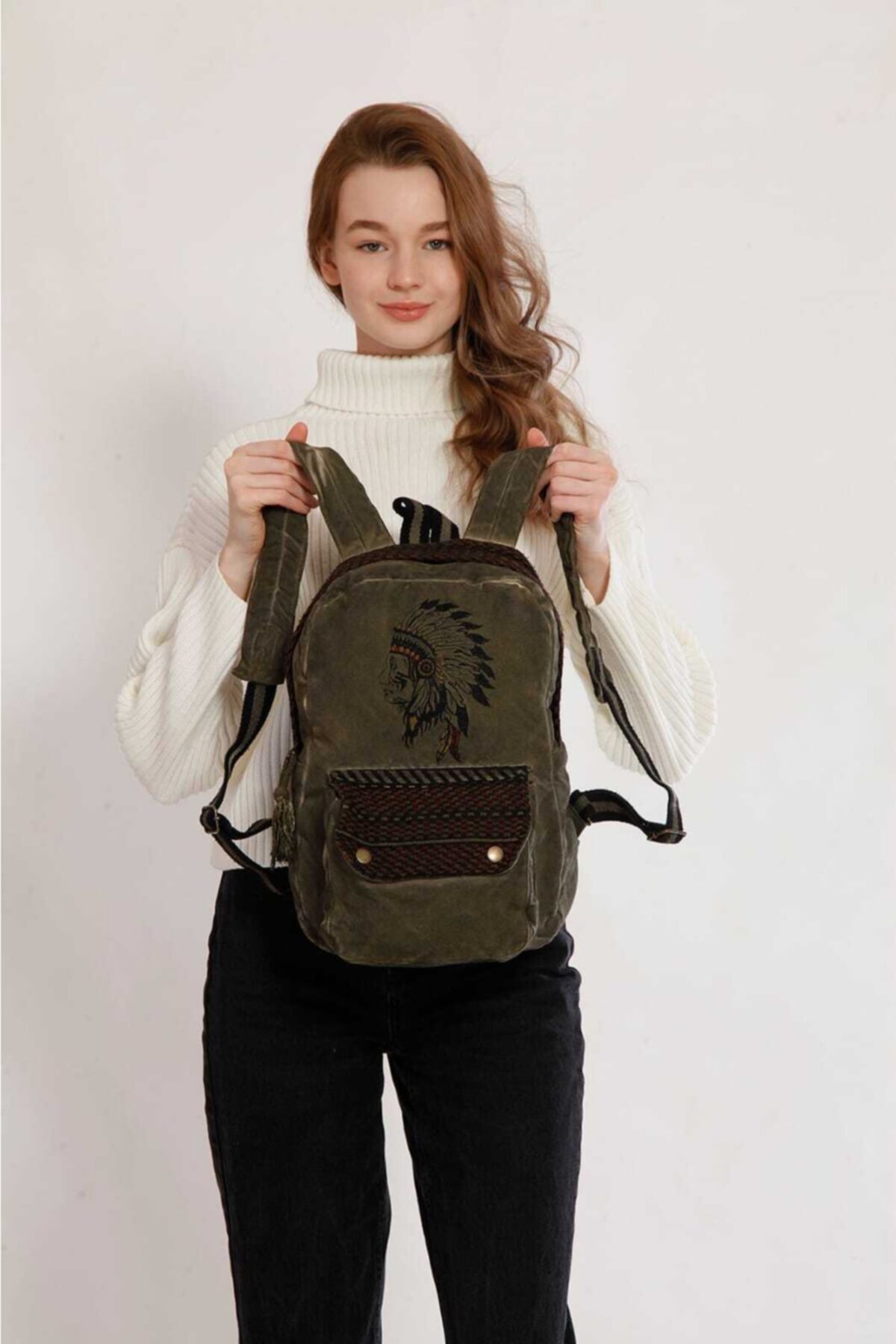 کوله پشتی زنانه سبز Street Bag | kızıl dereli اورجینال - تصویر 3