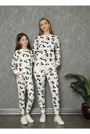 Mickey Mouse Baskılı Çocuk Unisex Pijama Takımı 1-EG-005