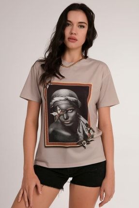 Kadın Tablo Baskılı T-Shirt P21s201-2700 P21S201-2700