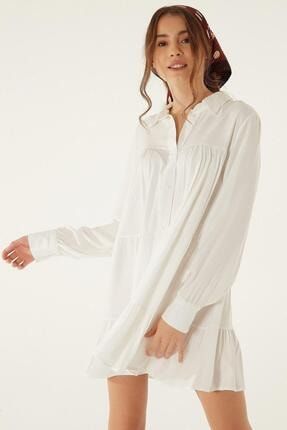 Kadın Volanlı Mini Gömlek Elbise P20w201-0728 P20W201-0728