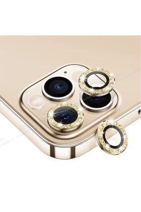 Iphone 13 Uyumlu Swarovski Gold Taşlı Kamera Lensi Koruma 13GOLDlenstaşlı