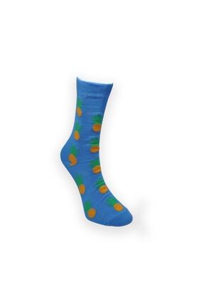 Socks Mavi Ananaslı- Soket Çorap MCBS-012