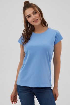 Kadın Mavi Basic Kısa Kollu Tişört P21s201-2196 P21S201-2196