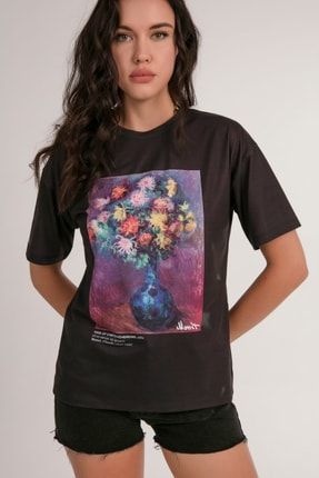 Kadın Çiçek Desenli Batik T-shırt P21S201-2661