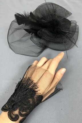 Siyah Vualet Şapka Ve Bileklik Aksesuar limest0172