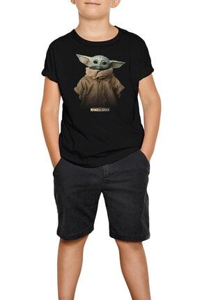 Yoda Baby The Mandalorian Siyah Çocuk Tişört ZC3474