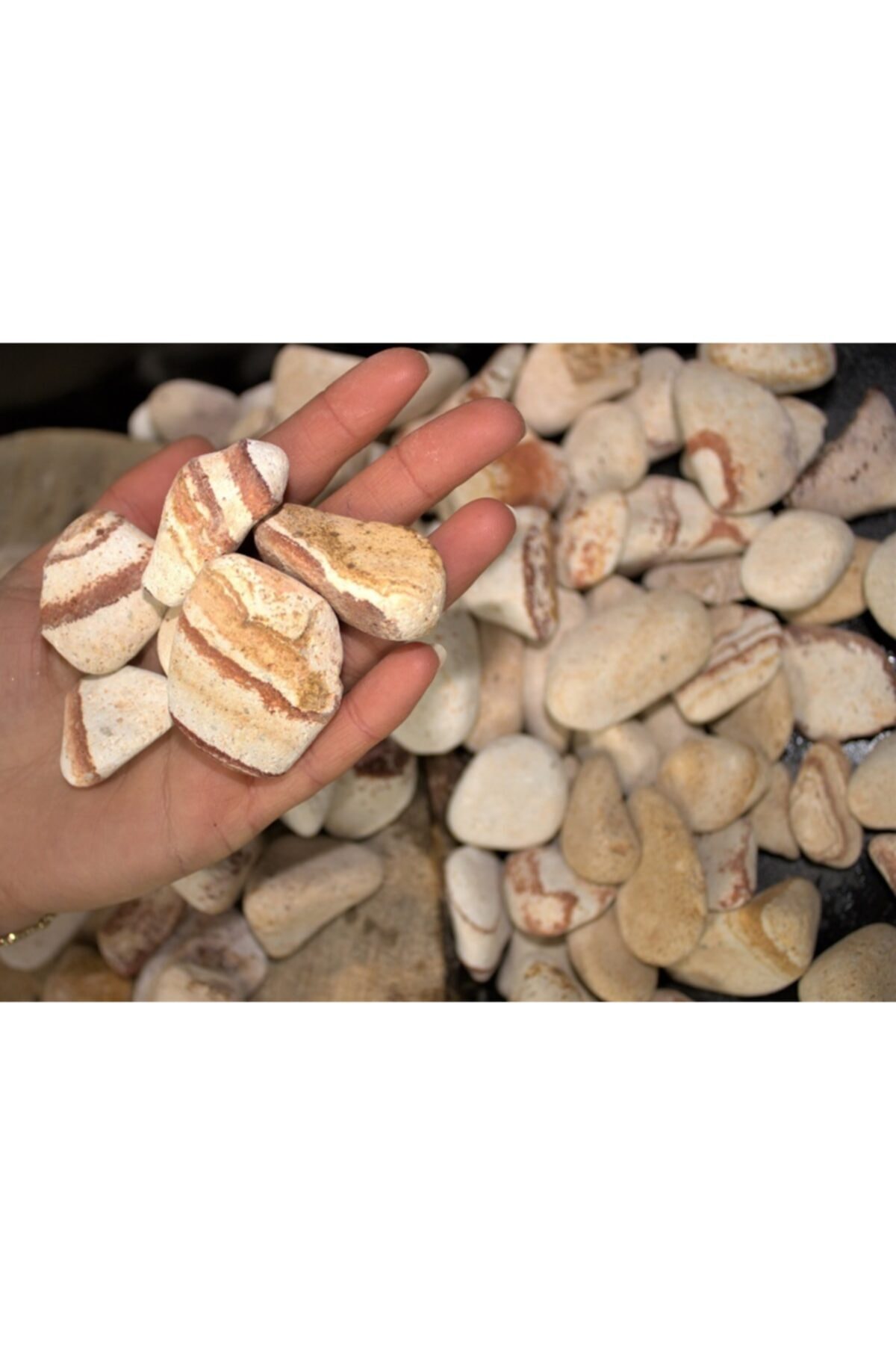 Sarı Çizgili Dolomit Taş 5 Kg 2,5-4 Cm Bahçe Süs Taşı Dolamit Taş Dekoratif Taş Çakıl Taşı 2