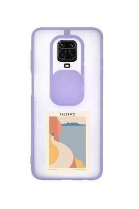 Xiaomi Redmi Note 9 Pro Palermo Desenli Kamera Korumalı Lila Telefon Kılıfı MCRMN9PROKK12