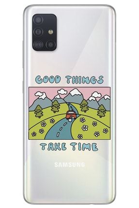 Samsung A51 Take Time Desenli Desenli Şeffaf Silikon Telefon Kılıfı taketime_179
