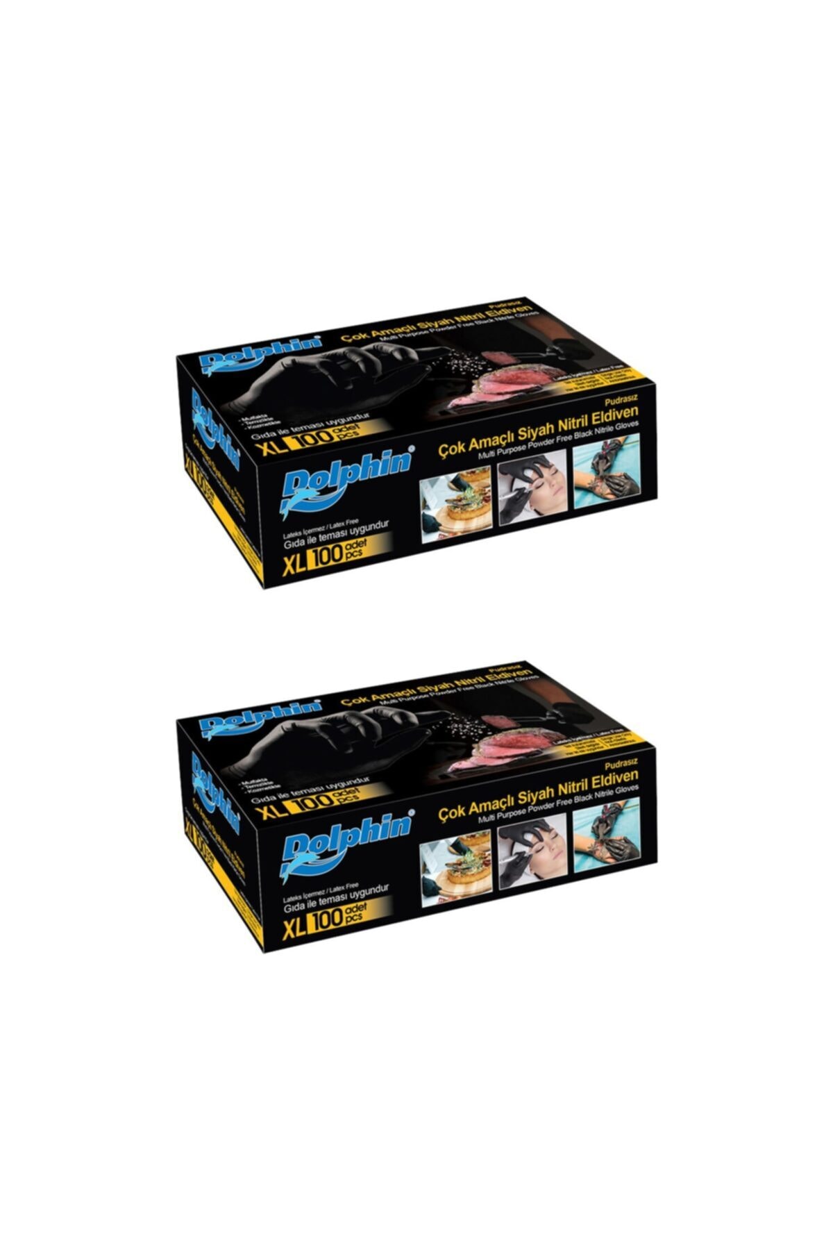 Dolphin Çok Amaçlı Siyah Nitril Eldiven (xl) 100lü Paket 2 Adet