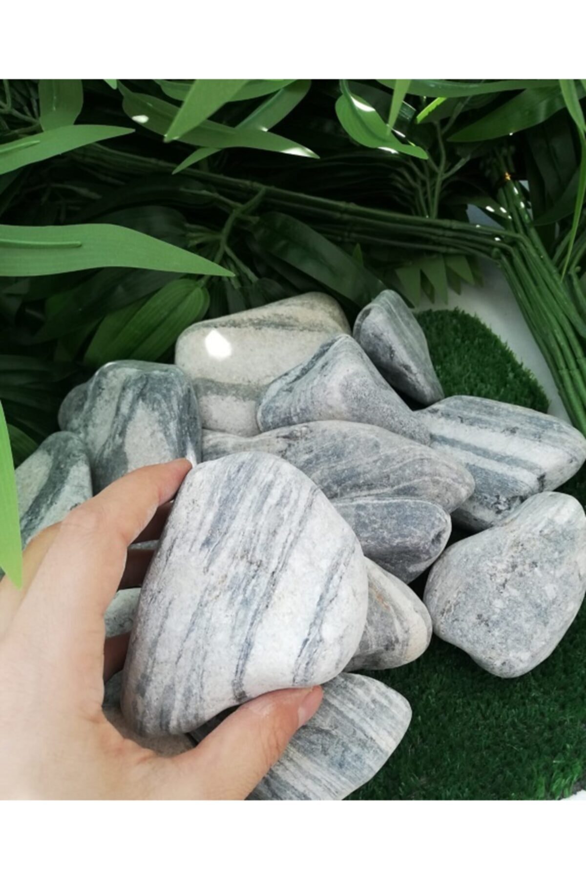 Siyah Beyaz Çizgili Dolomit Taş 10 Kg 6-10 Cm Siyah Beyaz Bahçe Taşı Dekor Taşı Dekoratif Taş 2