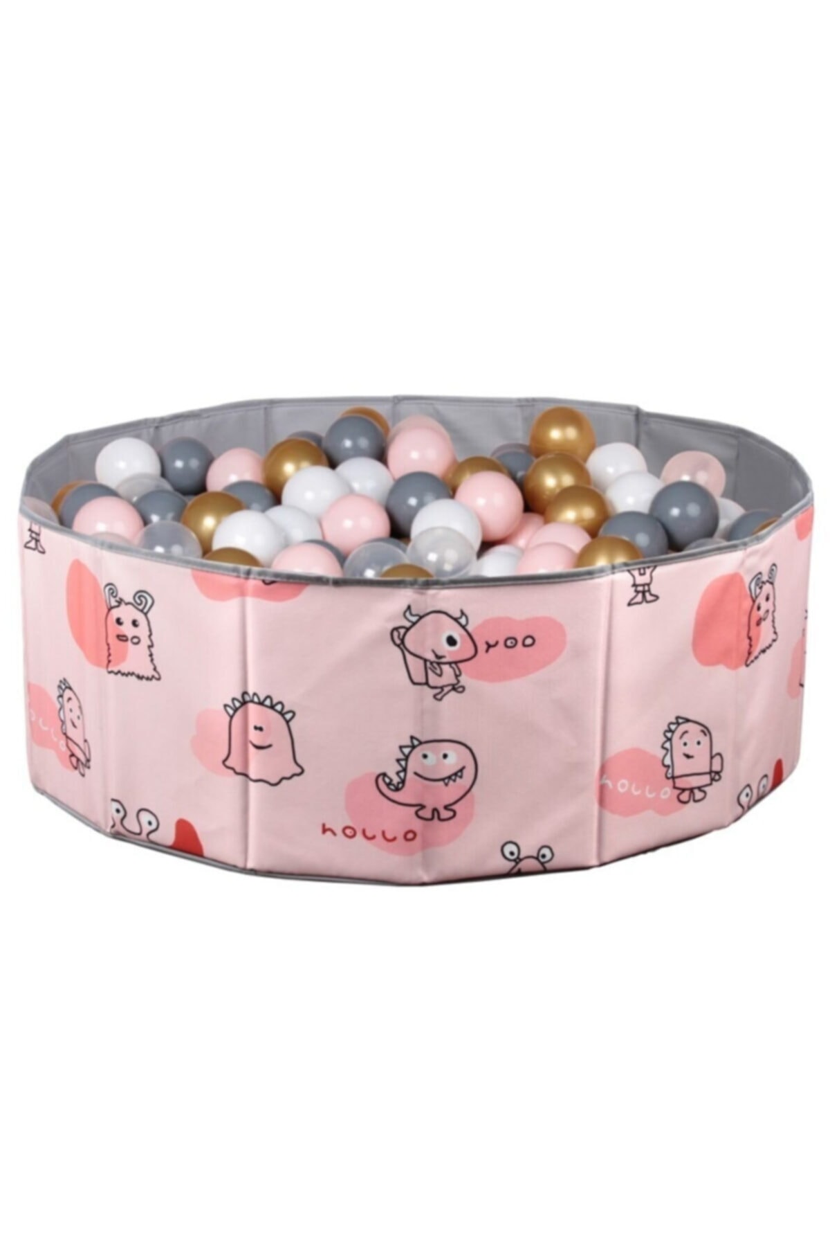 baby marine Katlanır Aktivite Ve Top Havuzu - 150 Top Hediye/5 Renk - Desenli Pembe fotoğrafı 2 (önizleme)