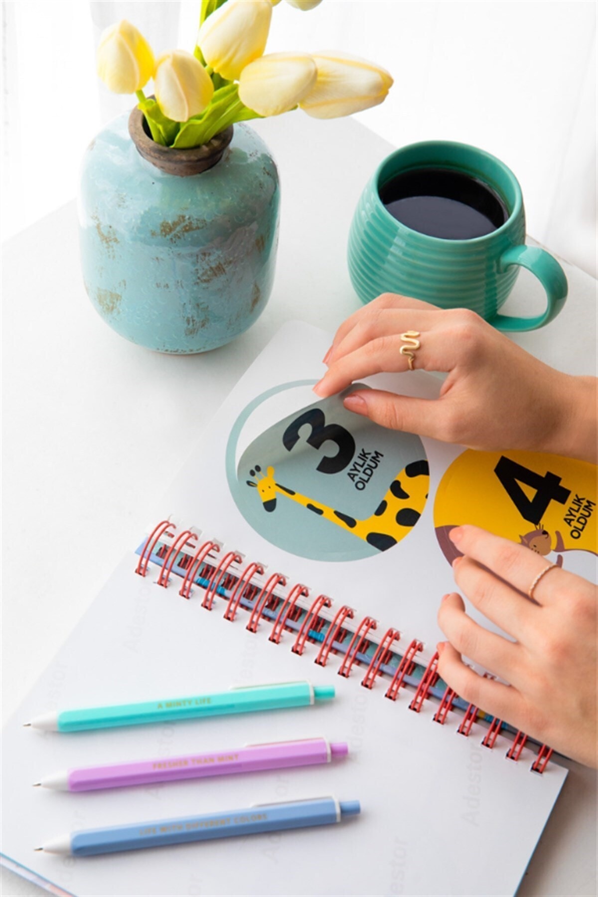 Le Color Bebek Anı Defteri ve Hamile Albümü Pembe + Sticker fotoğrafı 5 (önizleme)