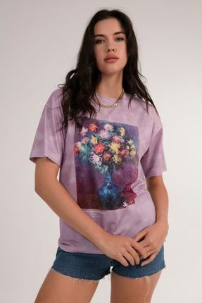 Kadın Çiçek Desenli Batik T-Shirt P21s201-2661 P21S201-2661