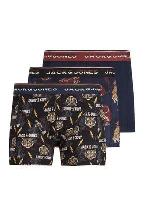 Jack Jones Tiger Trunks 3-pack Erkek Mavi Boxer 12205054-07