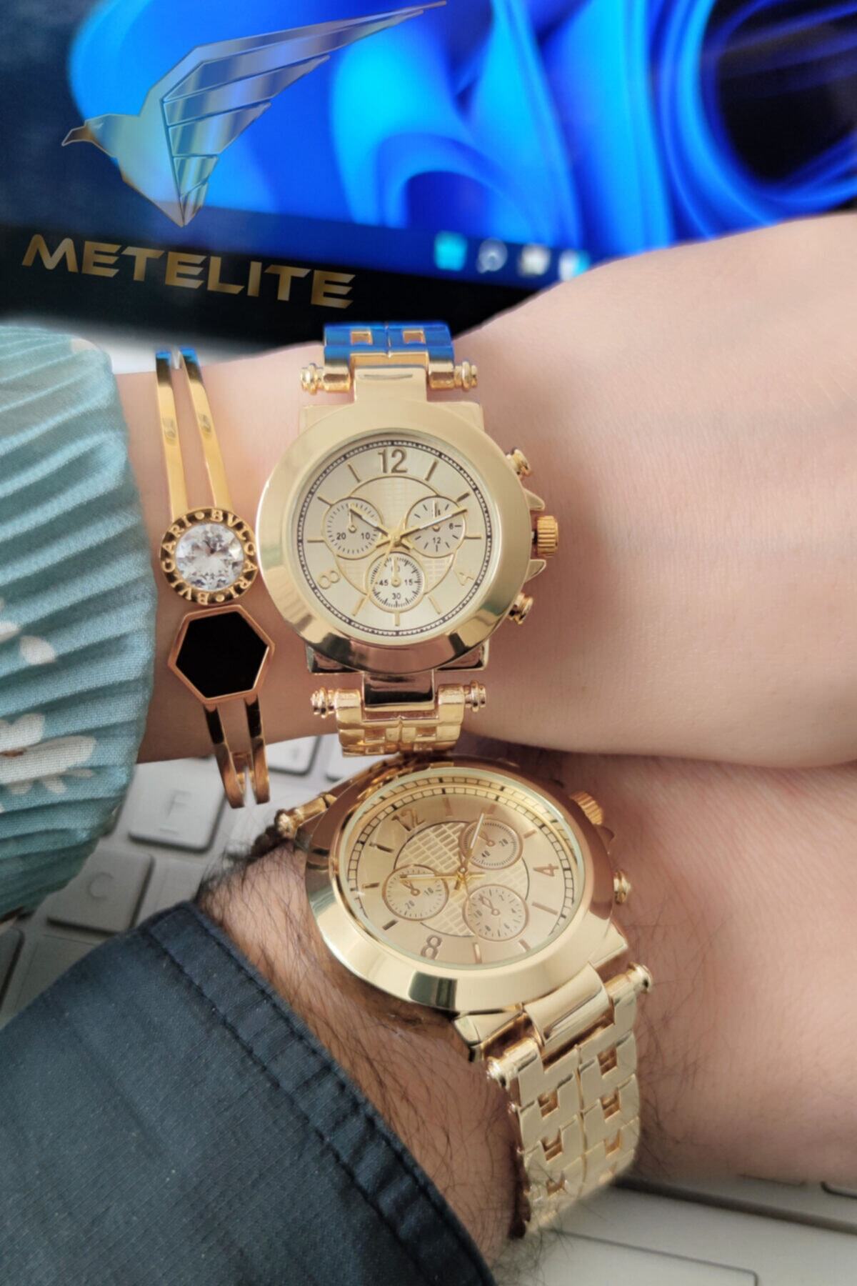 Double Wristwatch Metal Cord Analog Dear Watches in Special Box