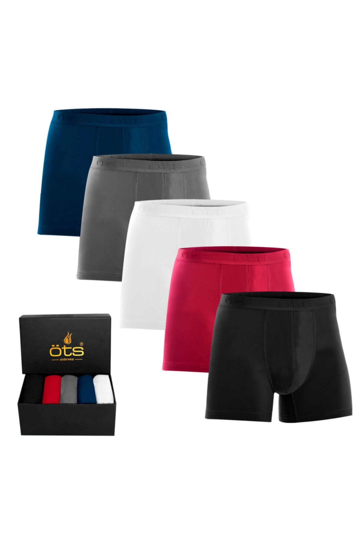 Öts Erkek Modal Boxer 5'li Paket Pamuklu Esnek Kumaş Premium Özel Hediye Kutusunda