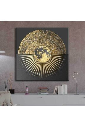Modern Lüks Altın Geometrik Soyut Dekoratif Kanvas Tablo - Voov1927 VOOV1927