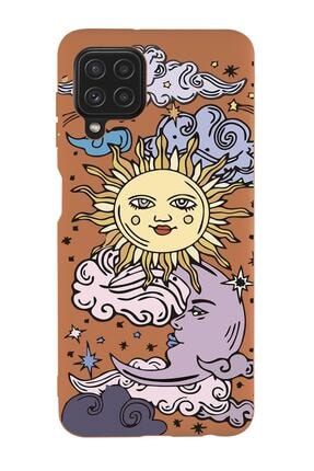 Samsung Galaxy A12 Uyumlu Güneş Ay Desenli Premium Silikonlu Lansman Telefon Kılıfı DijimediaBaskılıSeri-a12-1021