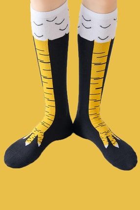 Tekli Çocuk Tavuk Ayağı Desenli Dizaltı Çorap TYC00355704037