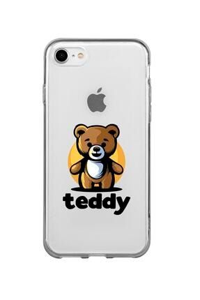 Iphone 7 Uyumlu Teddy Desenli Premium Şeffaf Silikon Kılıf IPH7STEDY