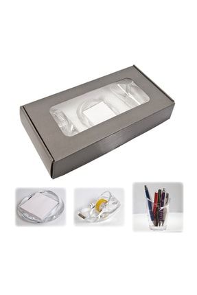 Masaüstü Akrilik Plastik Bantlık Kalemlik Kağıtlık Set HCDRM02052
