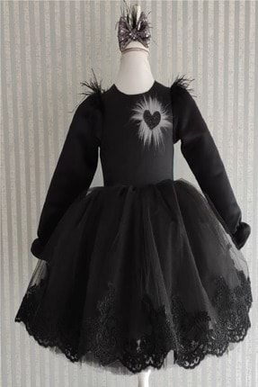 Siyah Eteği Dantelli Elbise NGS SED10