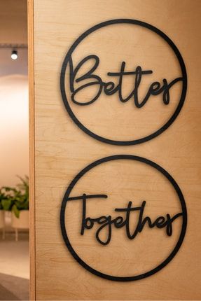 Better Together 2’li Yuvarlak Siyah Kasnak Düğün Nikah Nişan Sandalye/duvar/kapı Süsü better-together-daire