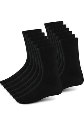 10 Çift Unisex Bambu Siyah Soket Çorap ZR-8741