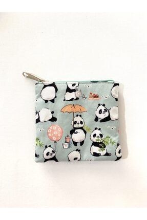 Mint Rengi Panda Desenli Mini Cüzdan Ped Çantası TDMPPC1
