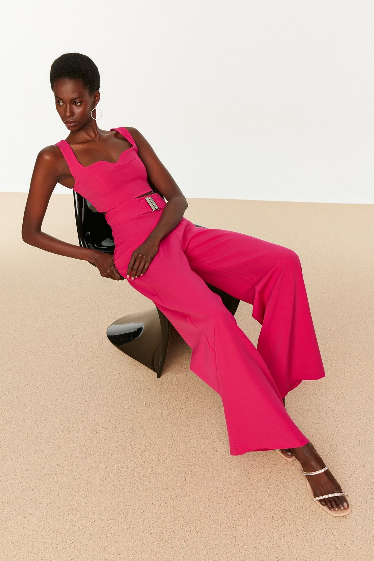 Trendyol Collection Fuchsia Belted Woven Trousers TPRSS22PL0199 - Trendyol