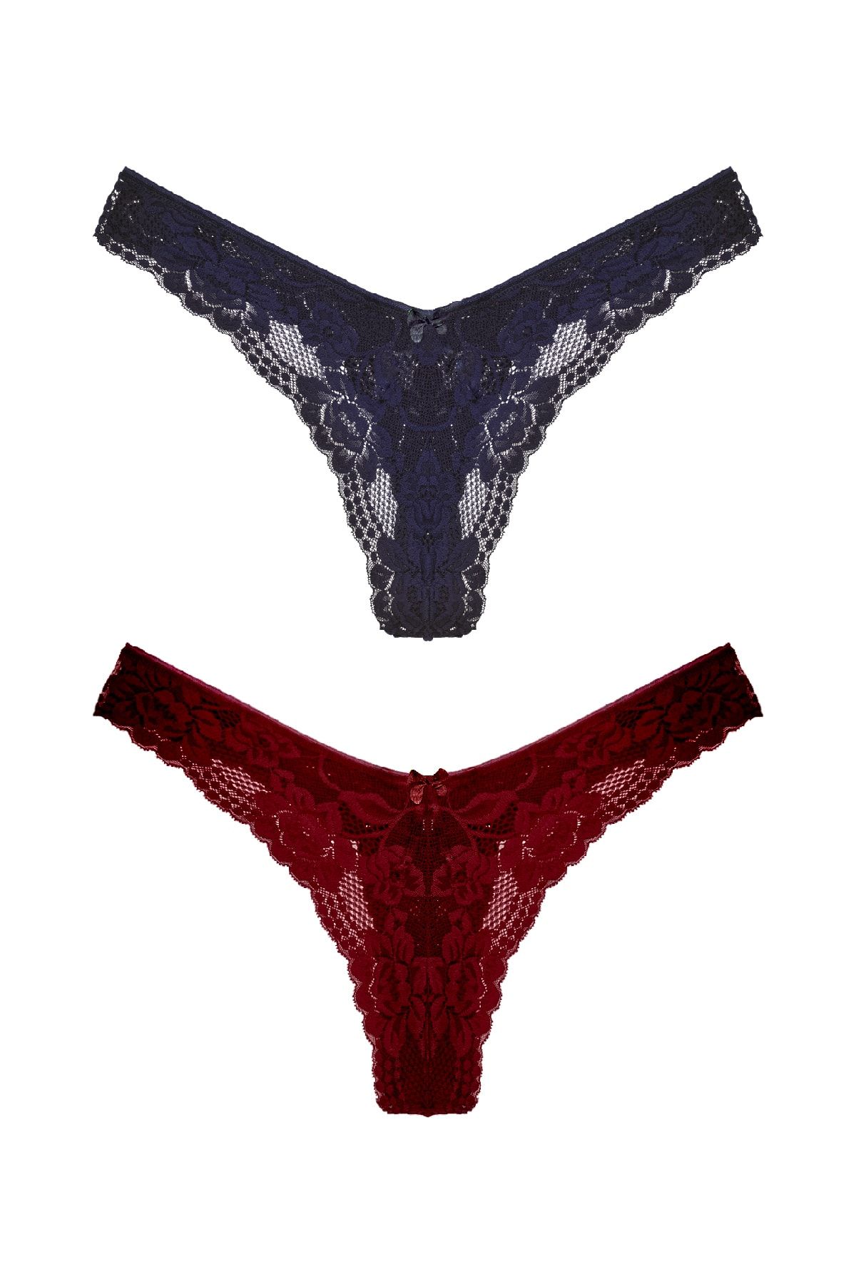 HNX 2-Piece Complete Lace High Waist Brazil Women's Thong Panties - Trendyol